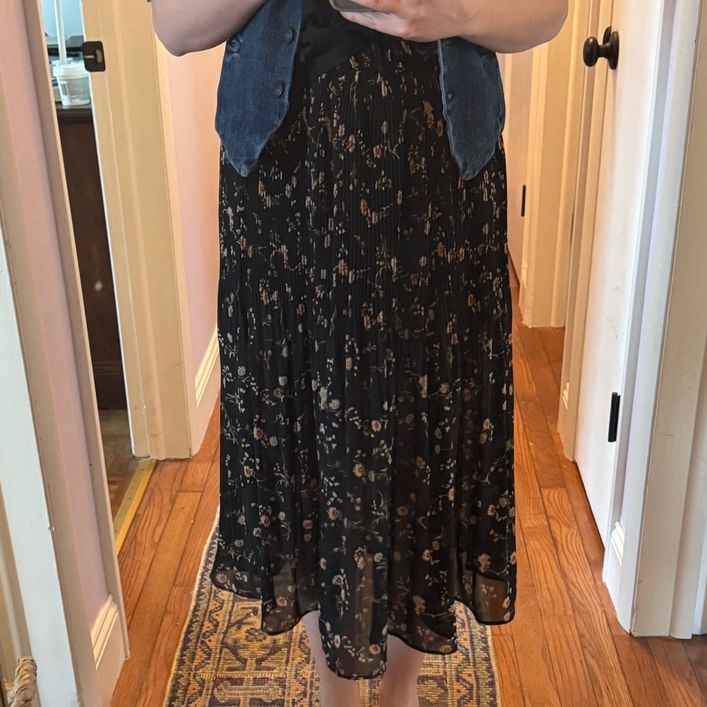 Vintage 90s Floral Black sheer maxi Skirt